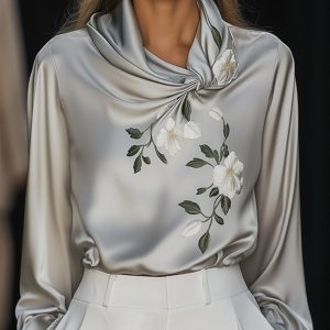 Elegant Satin Embroidered Shirt