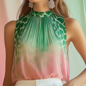 Trendy Ombre Leopard Print T-Shirt