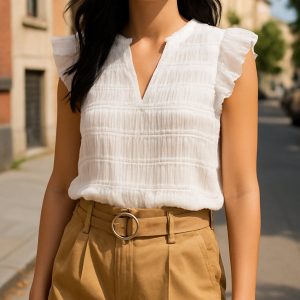 Stylish Textured V-Neck Shirt